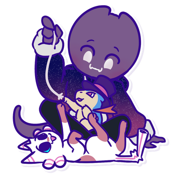 The artist's logo. It has a similar shape to the artist's mascot's head, forming a somewhat "M." The face and tail are also there with the tail making an upside down G shape. It reads "maxdowt" underneath.